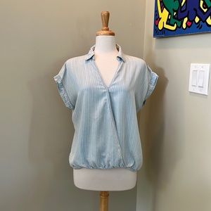 Alya M light blue cross front shirt